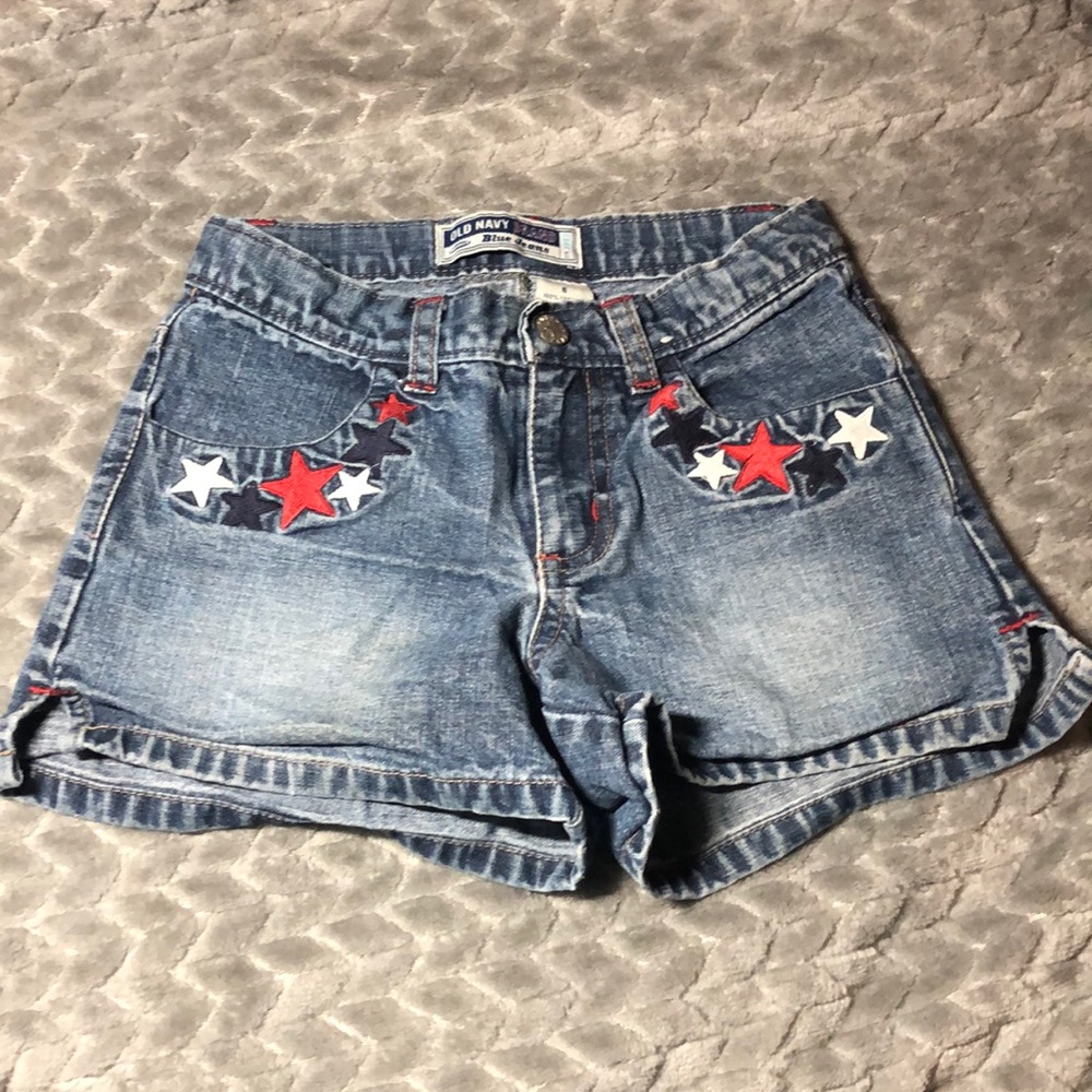 starred blue jean shorts